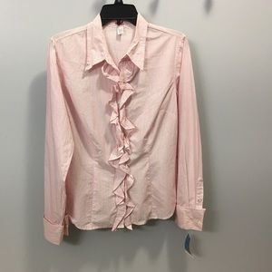 White with red striped Izod button shirt size S